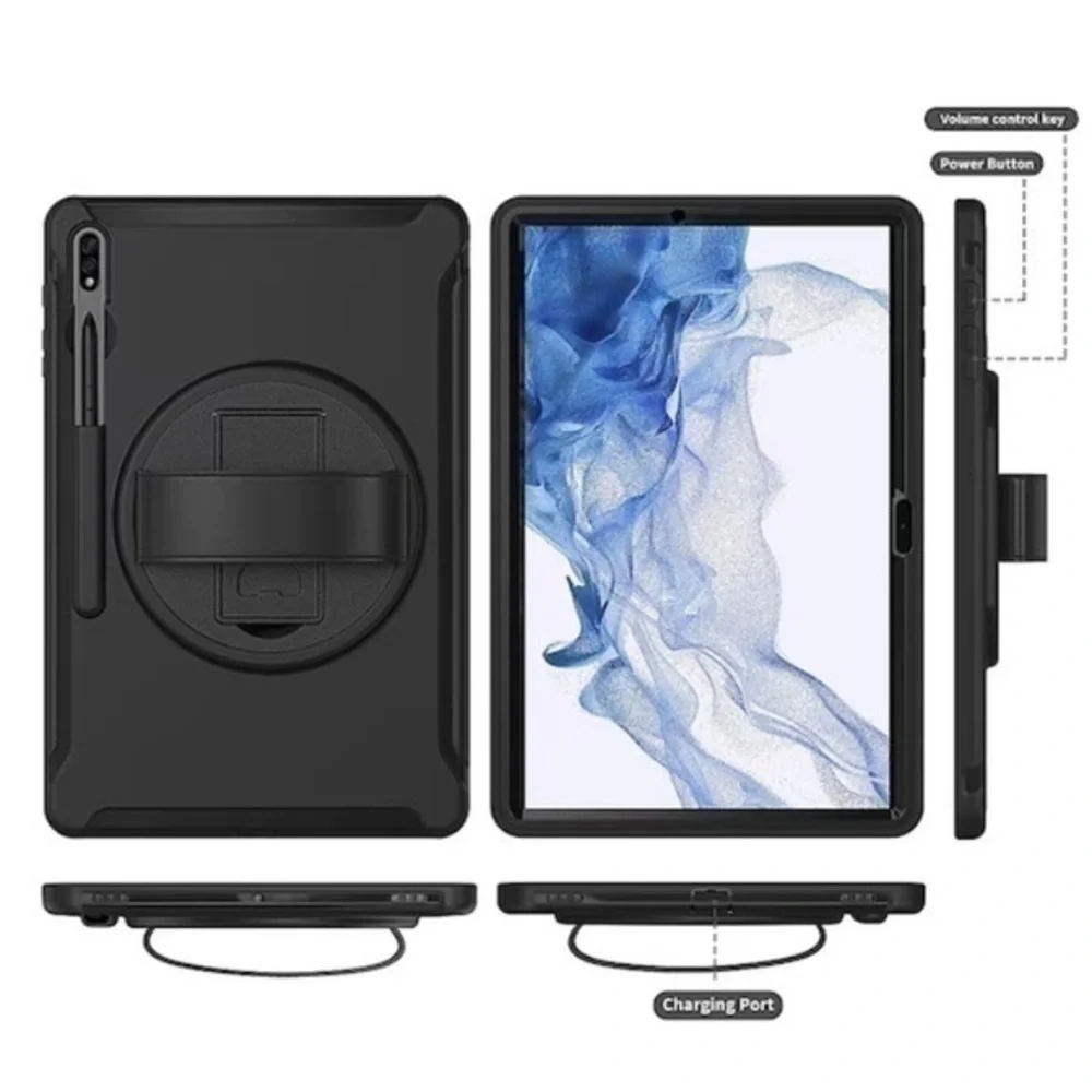 PROTECTION Hand Strap Series Case for Samsung Galaxy Tab S8+ - Black